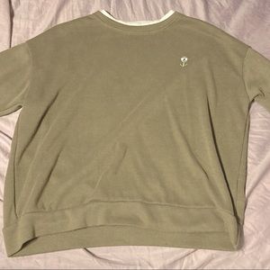 Sage Green Oversized Faux Two-Piece Layered Sweatshirt (Worn Twice)